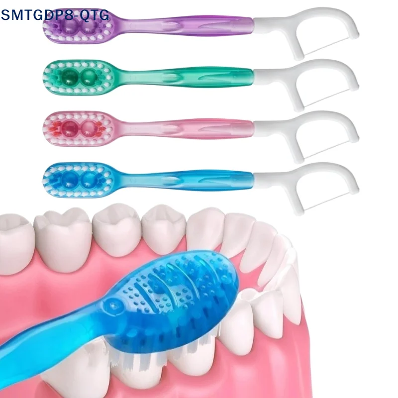 NEW 2/12Pcs Portable Travel Toothbrush With Dental Floss Five-in-one Bursting Bead Disposable Cleaning Toothbrush