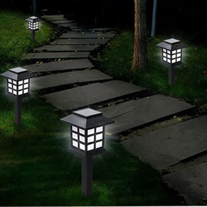 6PCS Solar Rasen Lichter Retro Kleine Haus Lichter LED Garten Boden Eingesetzt Dekorative Nacht Lichter Villa Garten Landschaft Lichter