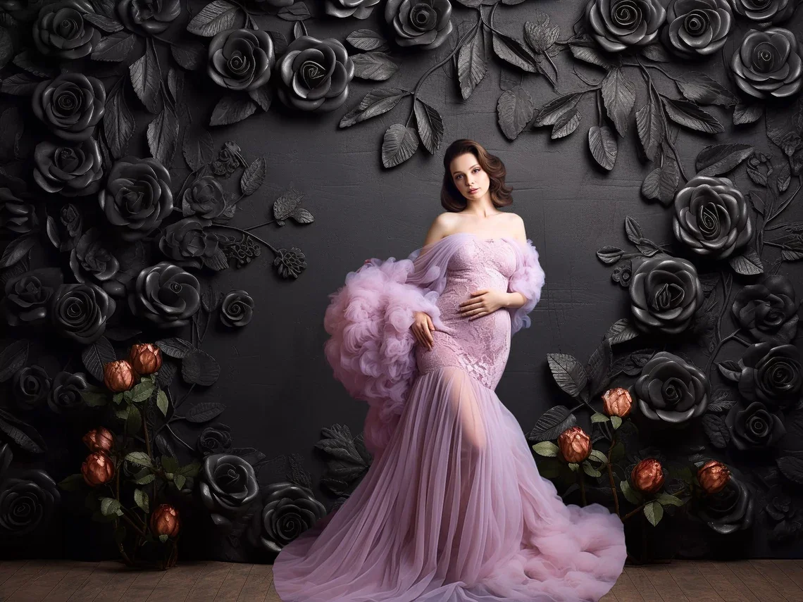 Mehofond พื้นหลังสำหรับถ่ายภาพดอกไม้ผนังสีดำสำหรับผู้ใหญ่งานเลี้ยงวันเกิดงานแต่งงานคุณแม่ฉากหลังสตูดิโอถ่ายภาพ