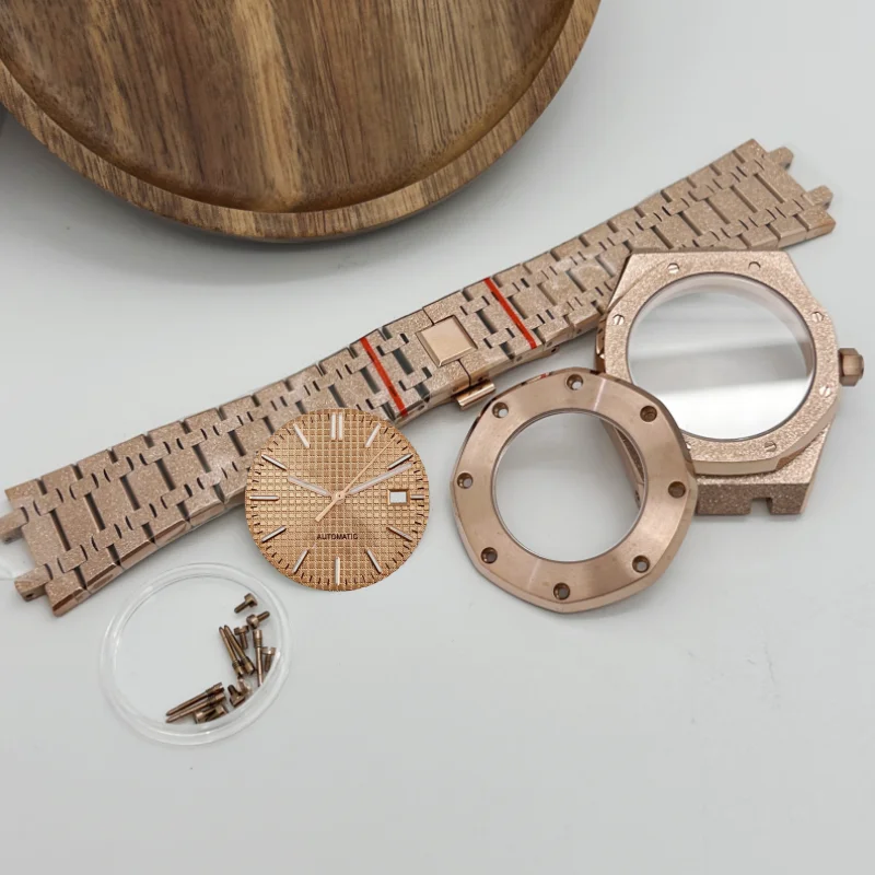 GMOGAR 42MM Preto Prata Estrela Areia Caixa de Aço Inoxidável Serve para Royal Oak NH35 NH36/70 Movimento Automático SEM LOGOTIPO 31.8mm Mostrador Mãos