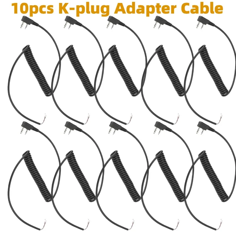 

10pcs M-Plug 4 Raw Wires to M1 2 PIN Adapter Durable Coiled Cable M-Plug for Motorola HYT Black Box Speedcom Two Way Handheld Ra