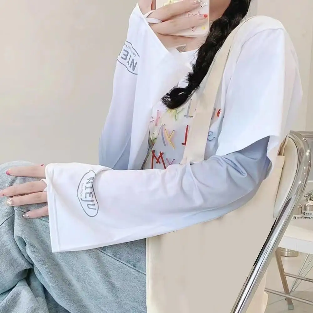 

2Pcs Ice silk Sleeves Summer Gradient Color Sunscreen Cuff Arm Sleeves Uv Sun Protection Arm Cover For Cycling Fishing Sports