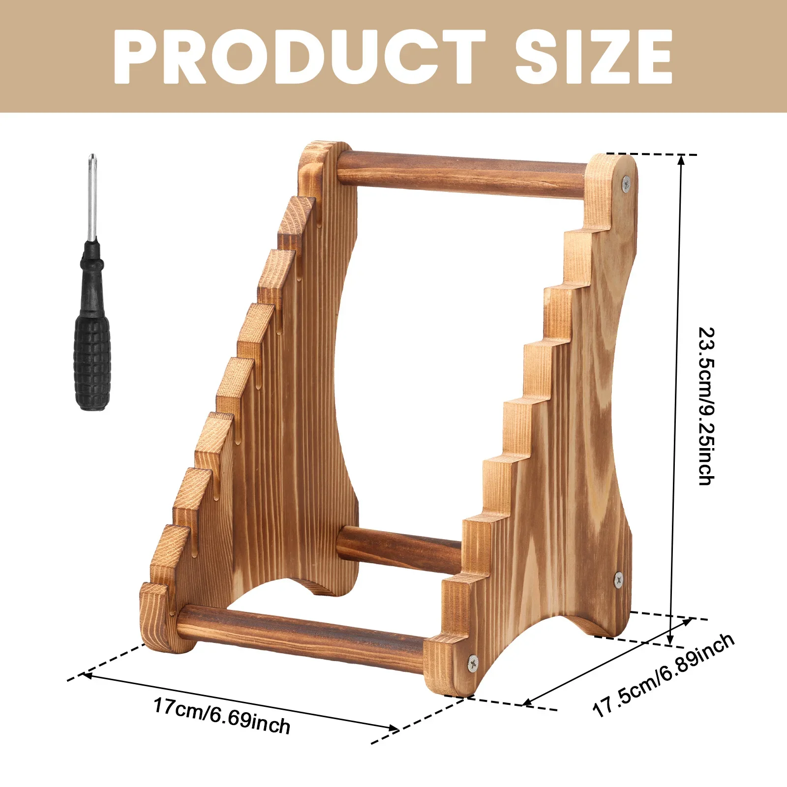 1 Pc Wooden Knife Stand 7 Layers Storage Rack Knife Display Rack Stable Kitchen Knives Holder with Screw for Kitchen Accessories