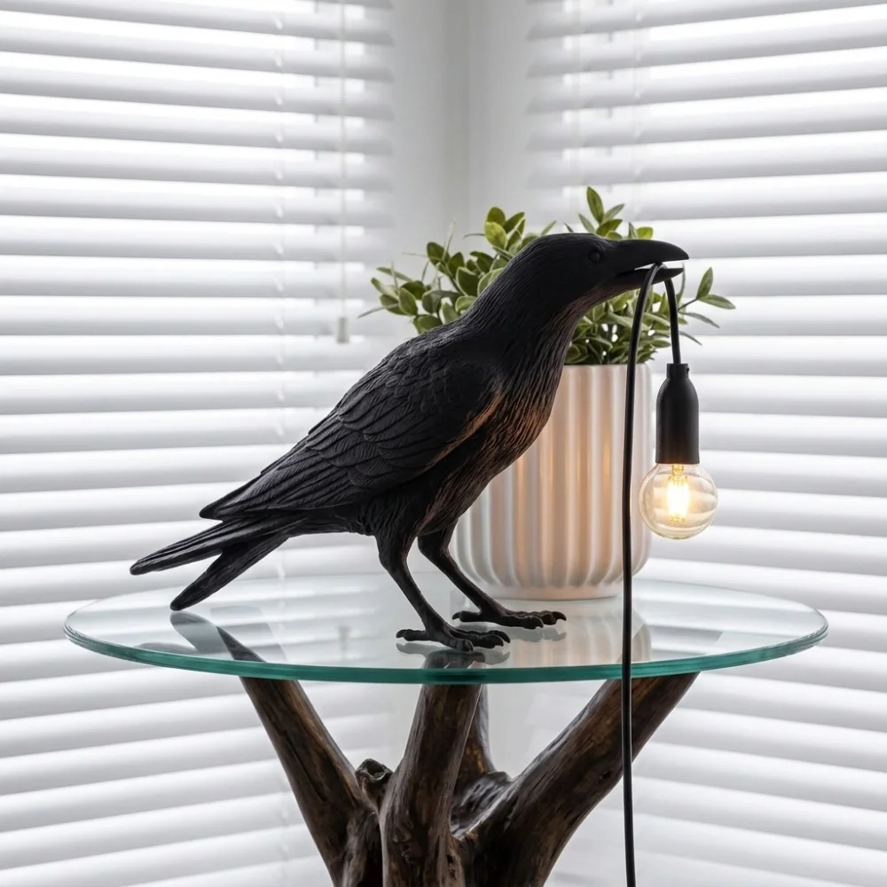 Modern Creative Lucky Bird Table Lamp Resin Animal Bedroom Bedside Living Room Home Decor Lighting Fixture