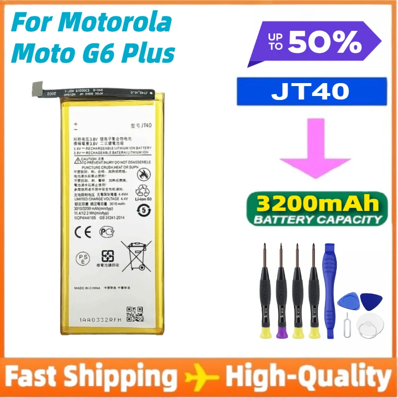 

JT40 Battery for Motorola Moto G6 Plus XT1926-6 XT1926-7+Accompanying Tool