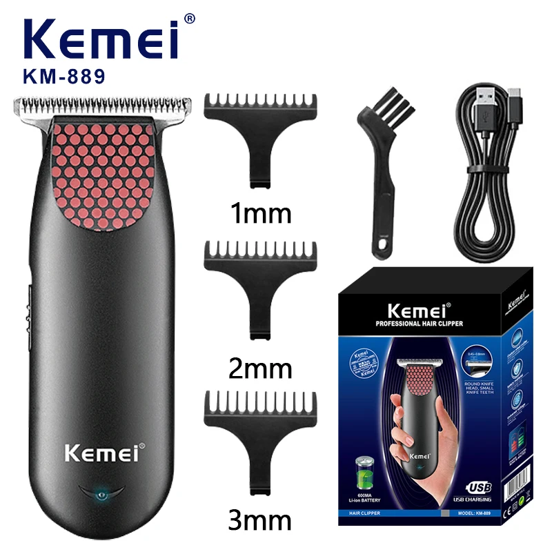 Kemei 889 Professional Pocket Cordless Hair Clipper Compact Mini Electric Beard HAIR Trimmer Small Portable Grooming Kit for Men