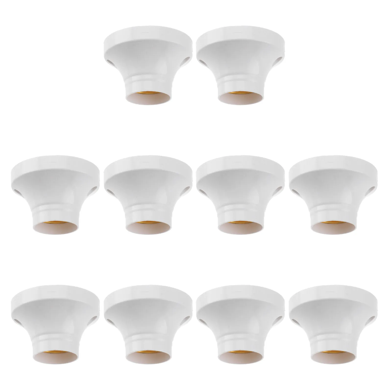 

10 шт. пластиковых патронов E27 белого цвета, диаметр основания 2,5 дюйма, высота 1,6 дюйма, AC 250V 6A, для винтовых ламп, адаптер для светильников