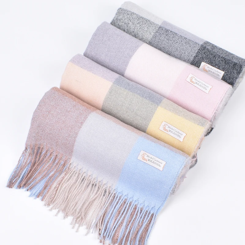 Autumn and Winter Fashion New Style Imitation Cashmere Color Matching Tassel Scarf Silk Scarf Sunscreen and Warm Shawl