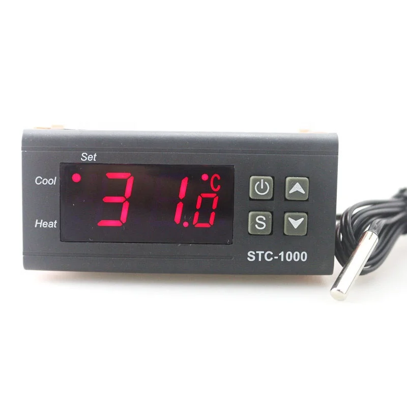 STC-1000 Temperature Controller Refrigeration Digital Thermostat Refrigerator Parts Smart Thermostat 1M Stainless Sensor