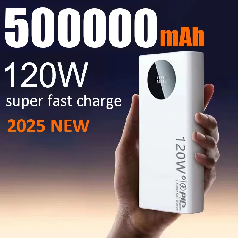 120W 50000mAh High Capacity Power Bank Fast Charging Powerbank Portable Battery Charger For iPhone Samsung Huawei 2025