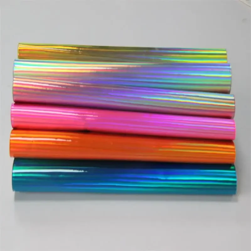 Holographic Iridescent Color Mirror Effect PU Foiled Faux Leather Fabric Roll for Handbag/earrings/Sofa Sewing Craft Material