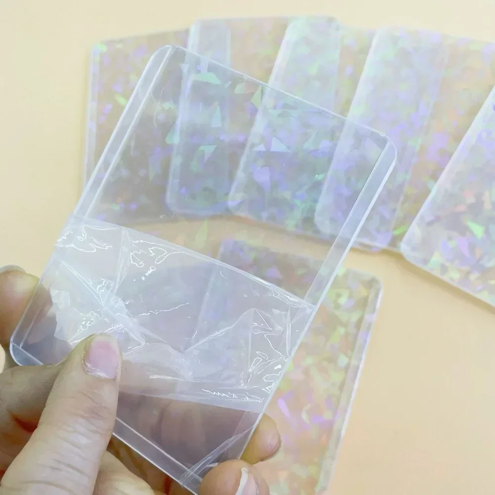 10PCS Card Holders Photo Beautiful Sheath Colorful Laser Transparent Plastic Card Holder Pop Star Photo Case