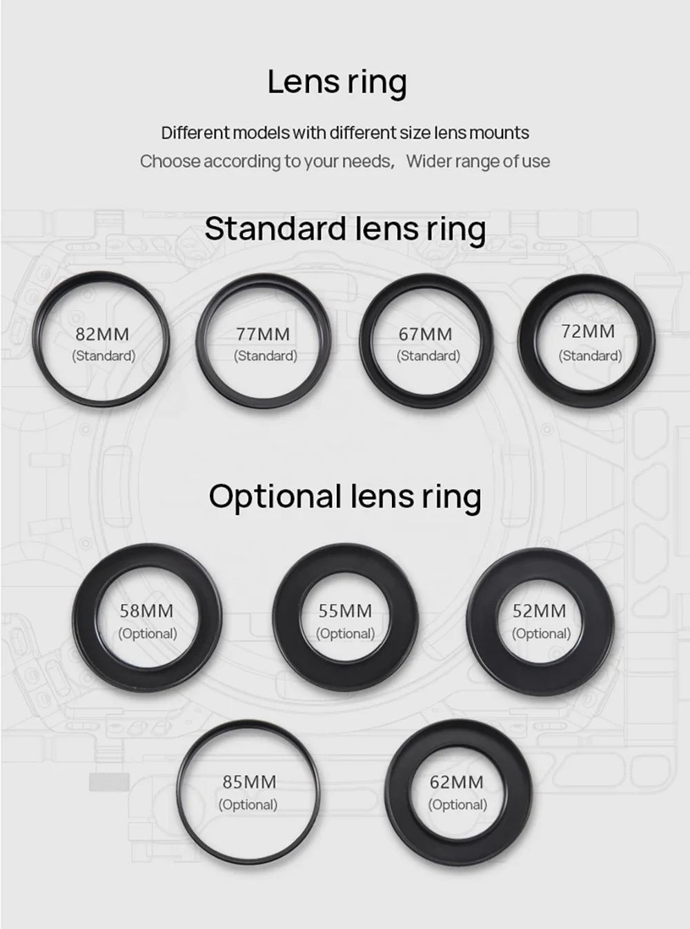 В НАЛИЧИИ MB-T15 Мини-матовая коробка для зеркальных камер Mattebox Кольцо объектива 55 мм 58 мм 77 мм 67 мм 52 мм для BMPCC 6K A7 GH5 5D4