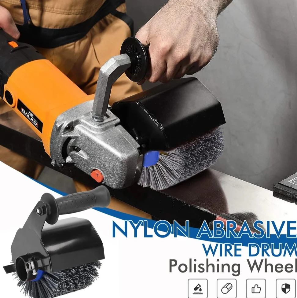 M10/M14 Nylon Polishing Wheel for Angle Grinder, Abrasive Burnishing Drum, Multi-Function Metal & Wood Sander Kit