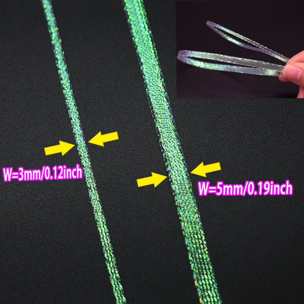 2M Ice Pearl Braidback 3/5mm Flat Diamond Braid Lace Sparkle Shrimp Backs Pearlescent Braided Fly Tying Material