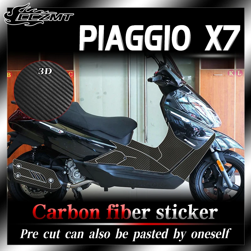 

For Piaggio X7 2021 stickers 3D carbon fiber protective film car scratch shielding wear-resistant waterproof accessories