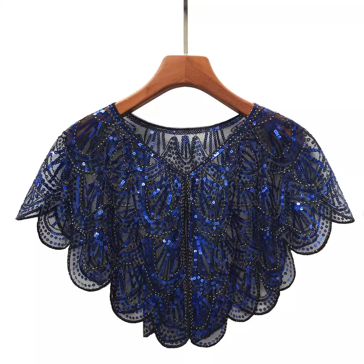 

Women's Shiny Sequins Lace Mesh Pashmina Female Spring Summer Vintage Performance Sunscreen Shawl Cloak Collar R2649