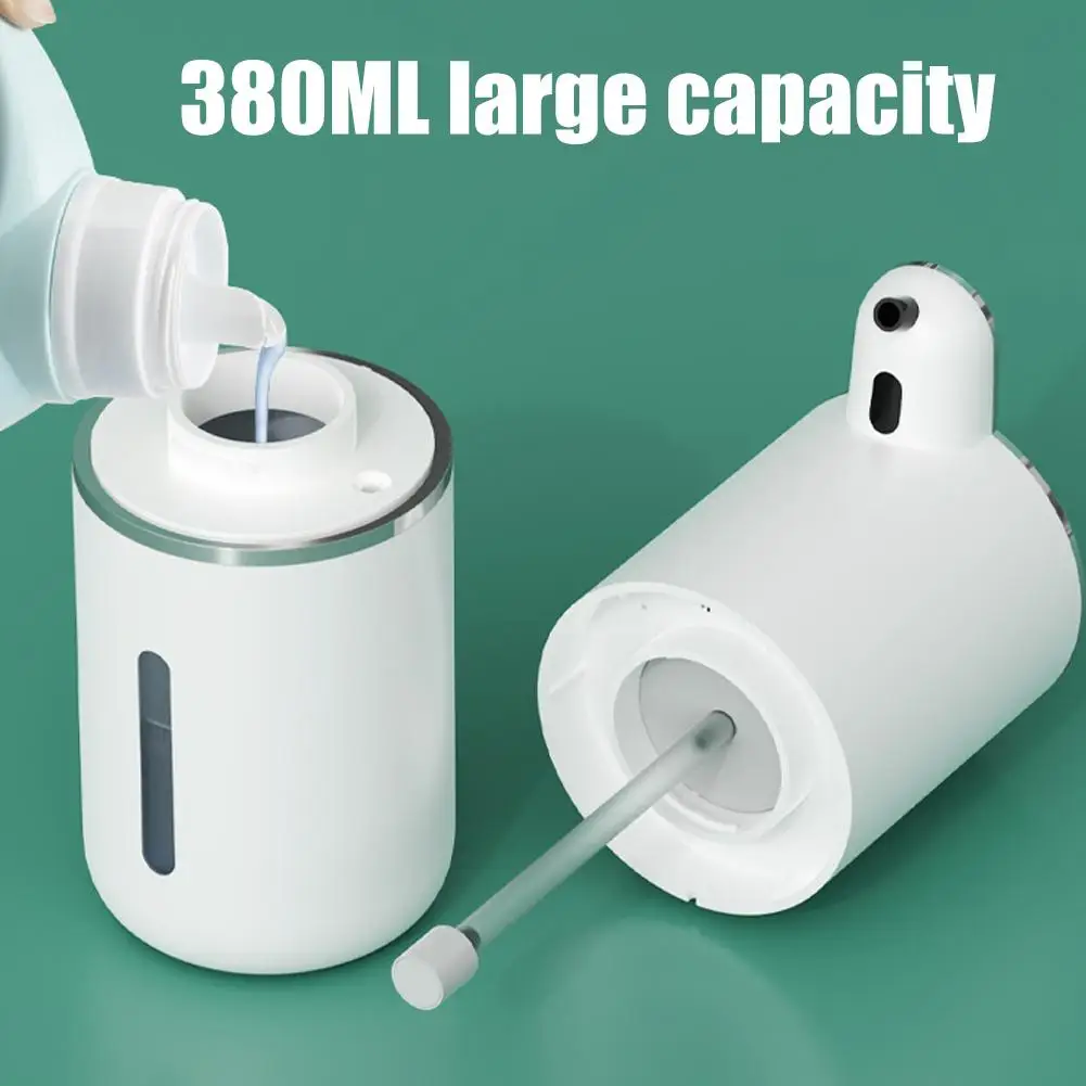 موزع الصابون السائل الأوتوماتيكي بدون لمس رغوي 380 مل USB قابل لإعادة الشحن كهربائي 4 مستويات ملحقات الحمامات القابلة للتعديل