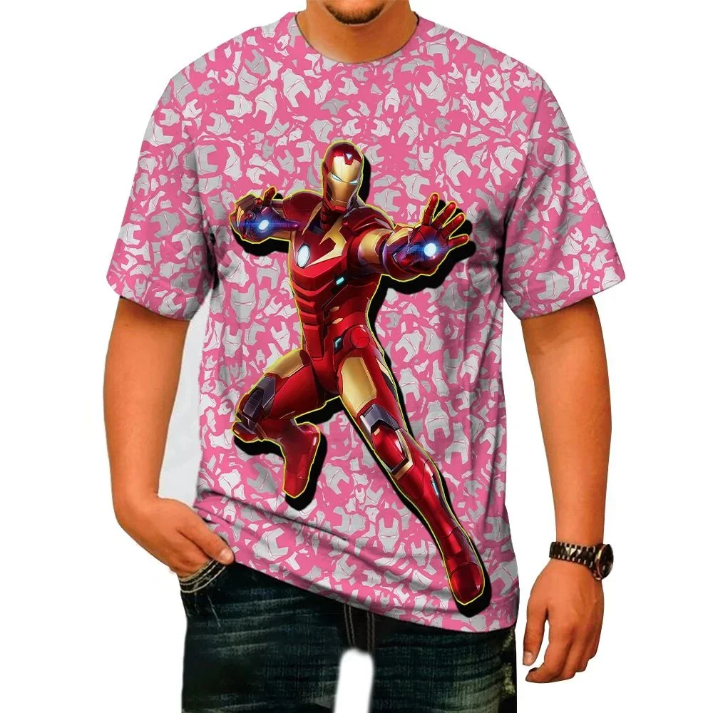 

Disney Summer Men Marvel Iron Man Printed T-Shirt Fashion Trend Tops Tees Male Cartoon Short Sleeve Clothing Casual Harajuku