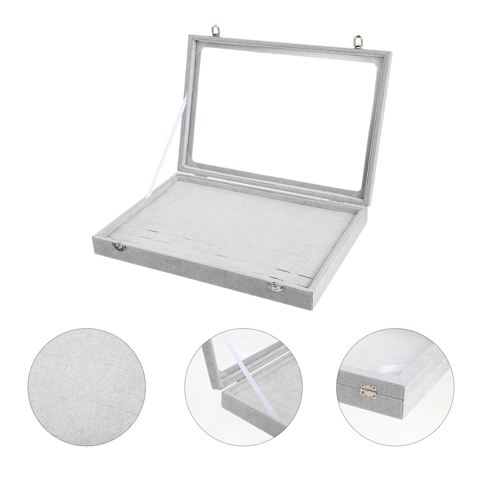 

Ring Display Organizer Tray Box Transparent Lid 100 Slots Jewelry Storage Showcase Practical Rings Holder Ring Display Case