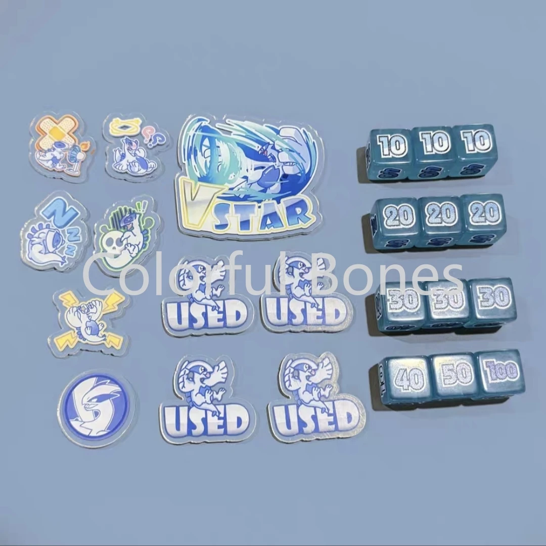 

Ролевая игра PTCG Pokemon Lugia Match, счетчик повреждений, индикатор повреждений, игральные кости, используемая доска, Vstar Borad, подарочная игрушка