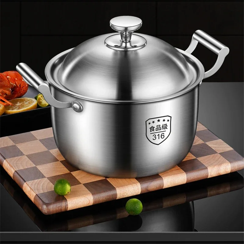 316 stainless steel household cooking Congee steamer Uncoated extra thick thickened soup pot Large capacity stew pot hot pot