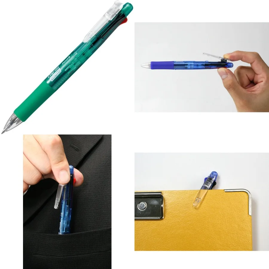 

Многоцветная многофункциональная ручка Zebra Clip-On, прозрачный зеленый корпус B4SA1-G для офисного и школьного использования, 6 цветов в одной сборке