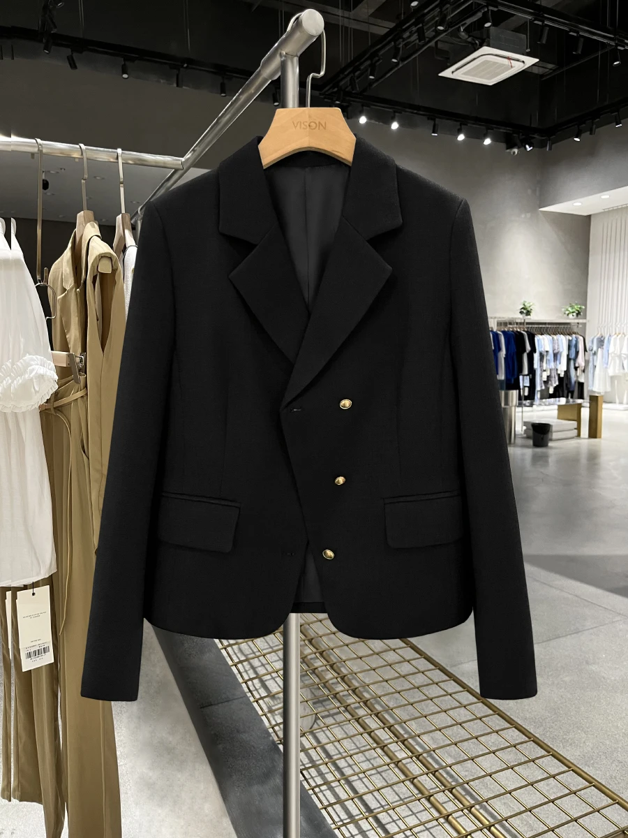 

Ele Bla Suit Jaet Women's Long Sve Design Spring Autumn High Quali Street Sle Commute Faion ort Length