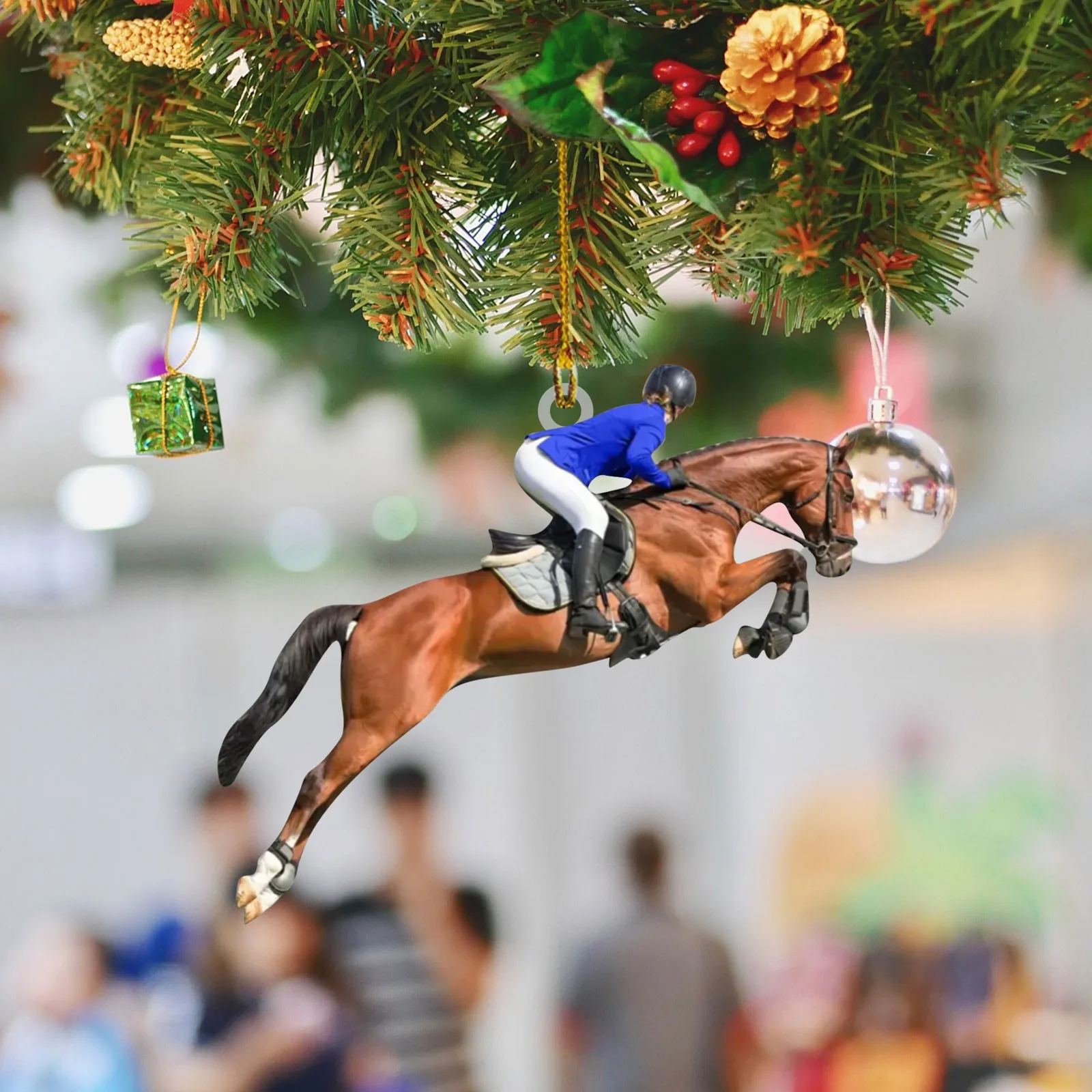 Christmas Tree Flat Pendant Decoration Ornament Gift Christmas Statue Craft Car Accessories Decoration Acrylic Horse Hanging