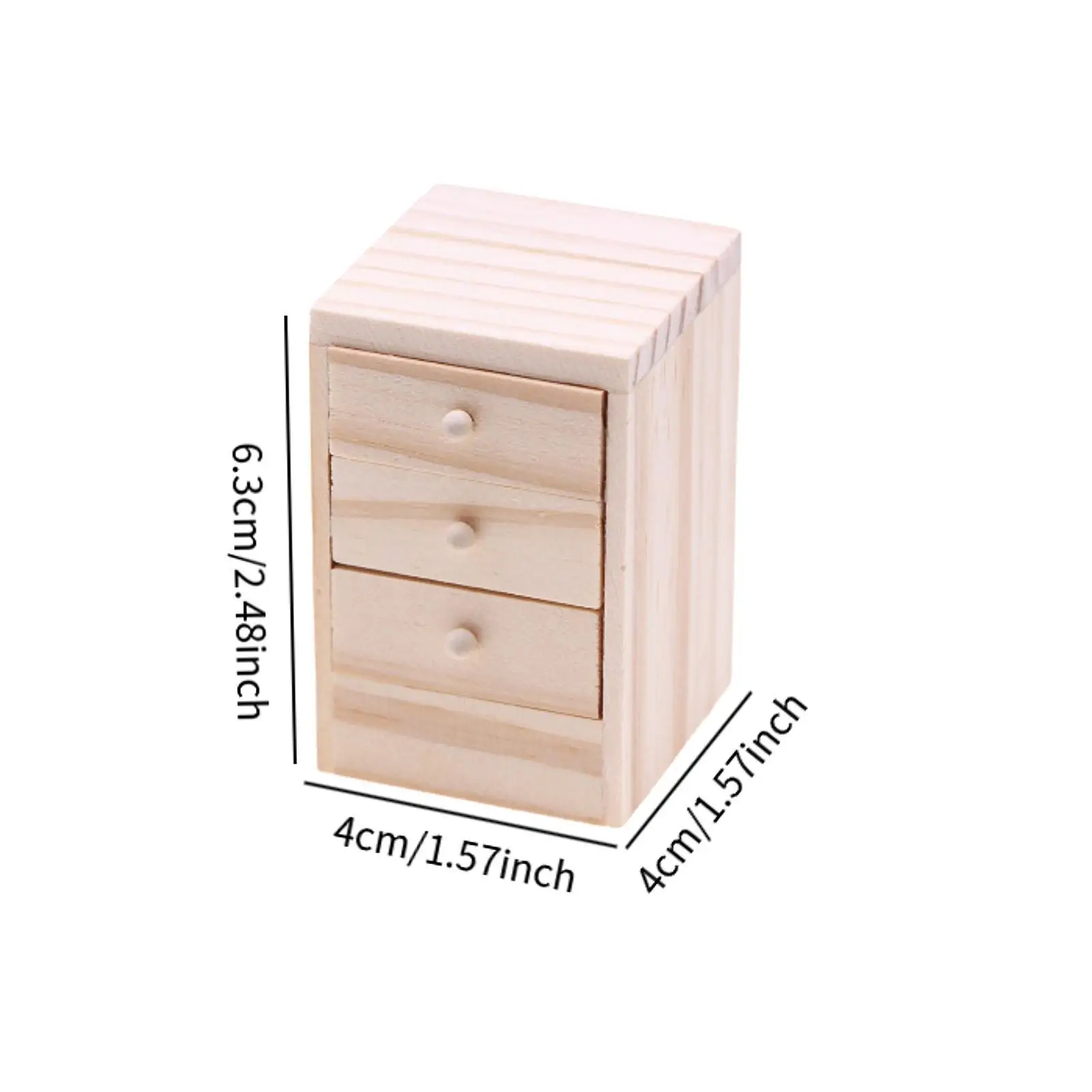 1/12 Scale Dollhouse Night Stand ตุ๊กตาตกแต่ง Handcraft Unpainted