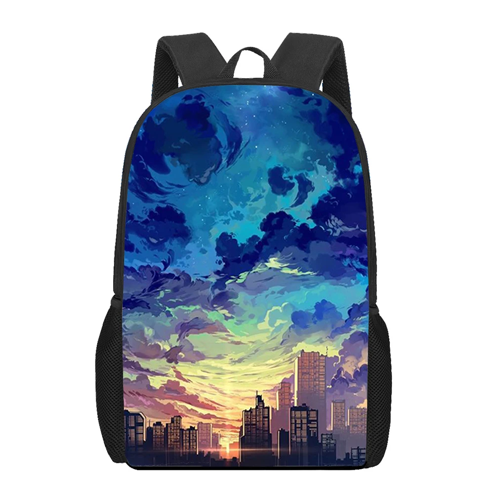 Mochilas escolares con estampado 3D DE ILUSTRACIÓN DE PAISAJE DE Anime artístico para niños y niñas adolescentes, mochilas casuales para niños, bolsa de libros para estudiantes