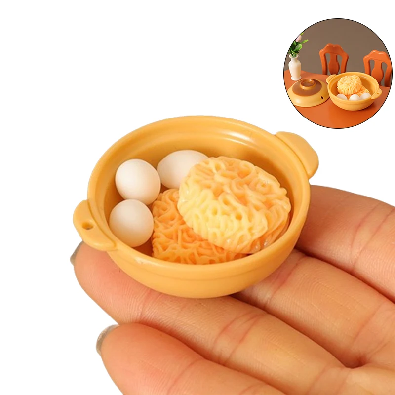 1:12 Dollhouse Miniature Pots Casserole Egg Instant Noodles Food Set Kitchen Model Doll Living Scene Decor Toy