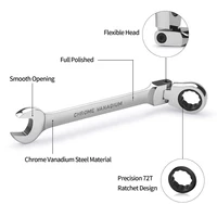 1-Piece Ratchet Wrench of Keys Spanner Hand Tool 72-Tooth Ratcheting Flexible Head Mirror Finish 6