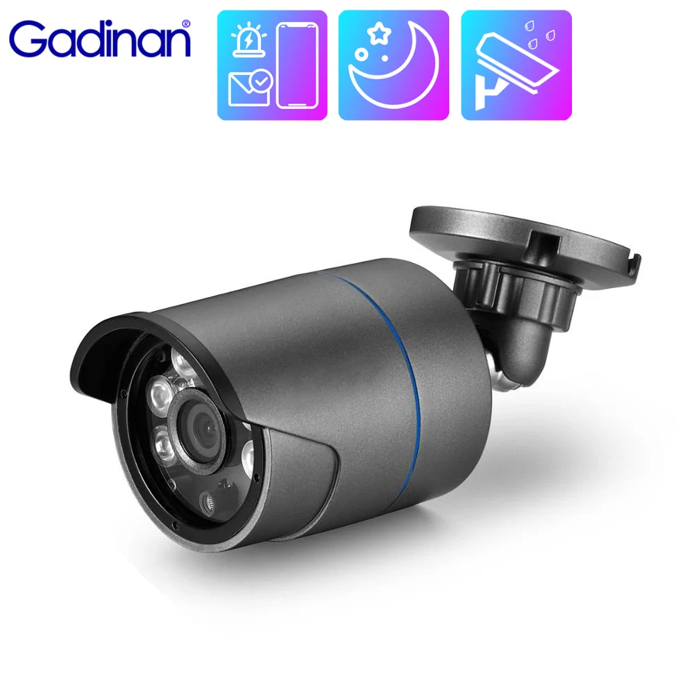 Gadinan 5MP Metal POE IP Camera Security Outdoor Waterproof Motion Dectection 48V POE Night Vision GK7205V300 DSP Support Onvlf