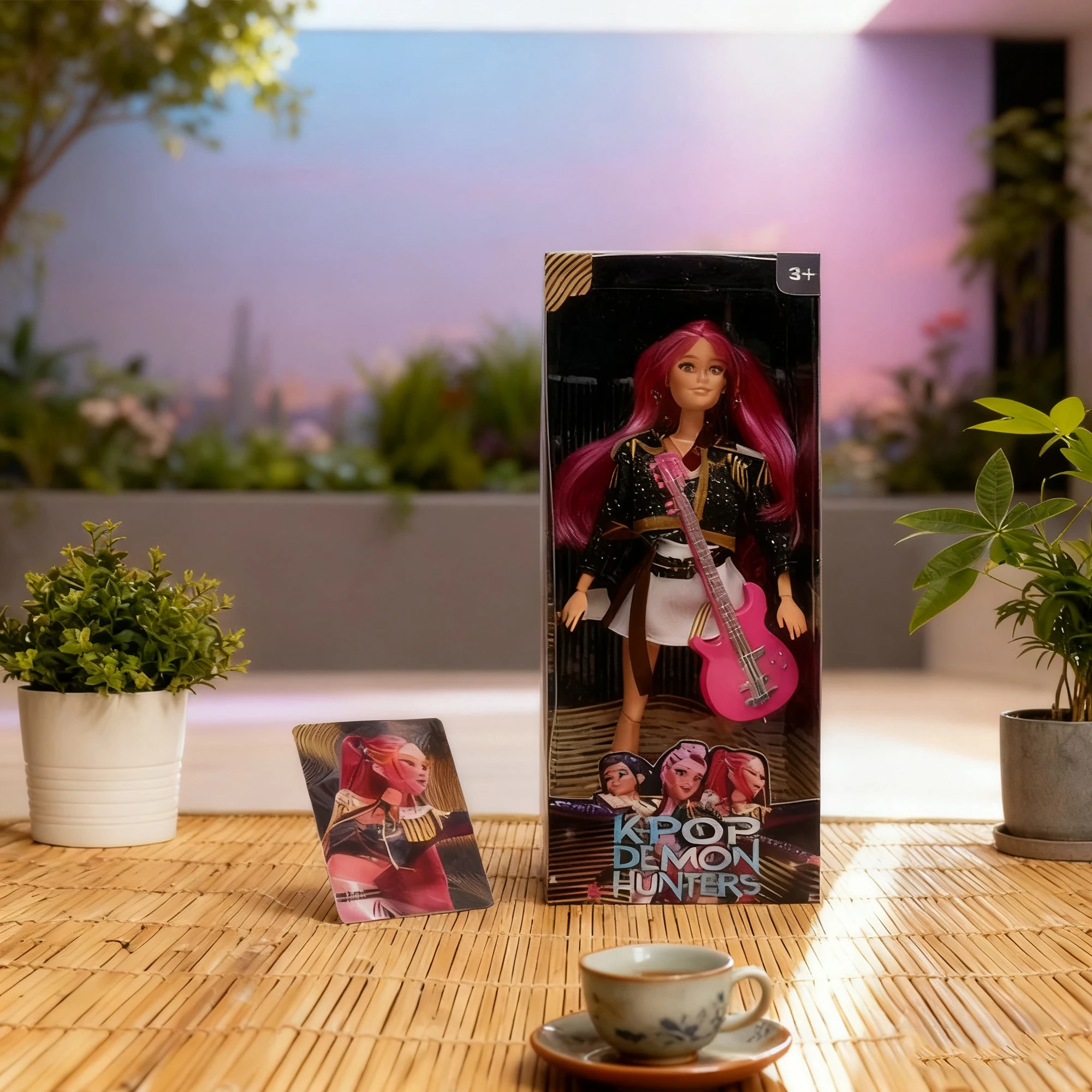 🎉 إصدار جديد! 🥳   مجموعة مجسمات Kpop Demon Hunters مكونة من 4 أنماط + "أضواء ملونة" - هدية عيد ميلاد لطيفة للأطفال والمعجبين