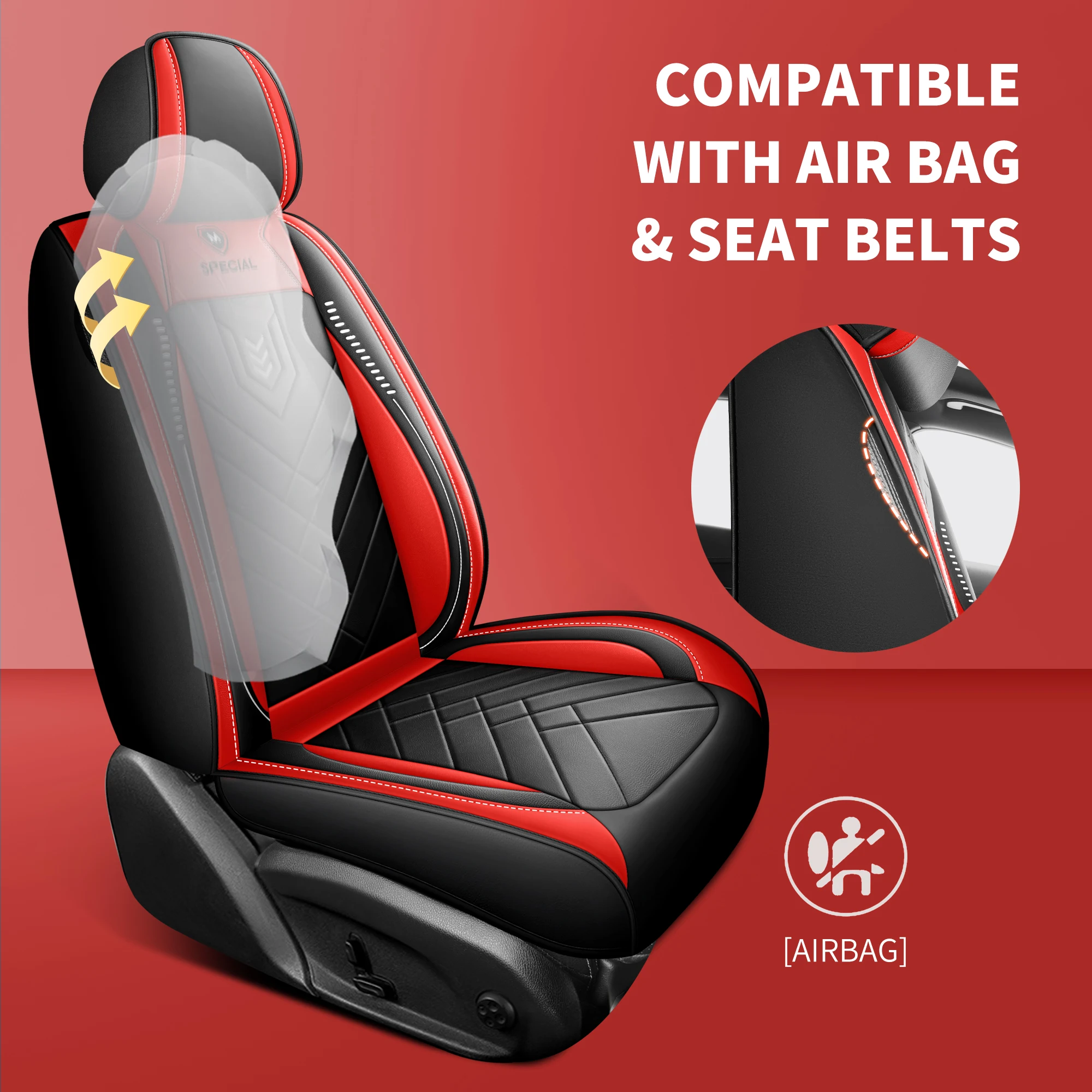 2-seat car seat covers For Alpine Series, standard model, driver and passenger seat covers, 4-piece set, with storage bags