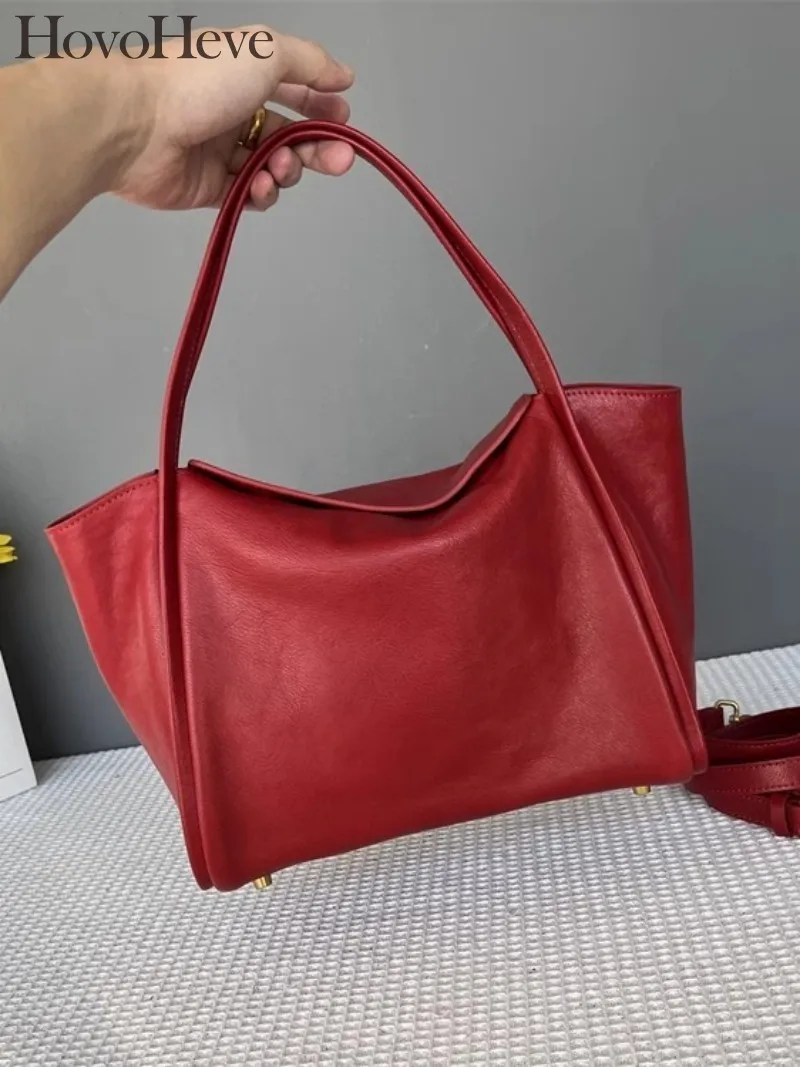 

Office Ladies Elegant Solid Color Genuine Leather Single Shoulder Bag Soft Leather Handbag Tote Casual Cowskin Crossbody Bags