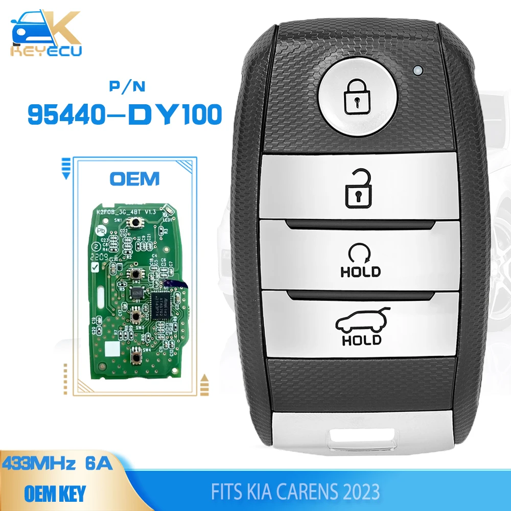 

KEYECU OEM 95440-DY100, умный дистанционный ключ SYEC3FOB2003, 4 кнопки, 433 МГц, 6А чип для KIA Carens 2023