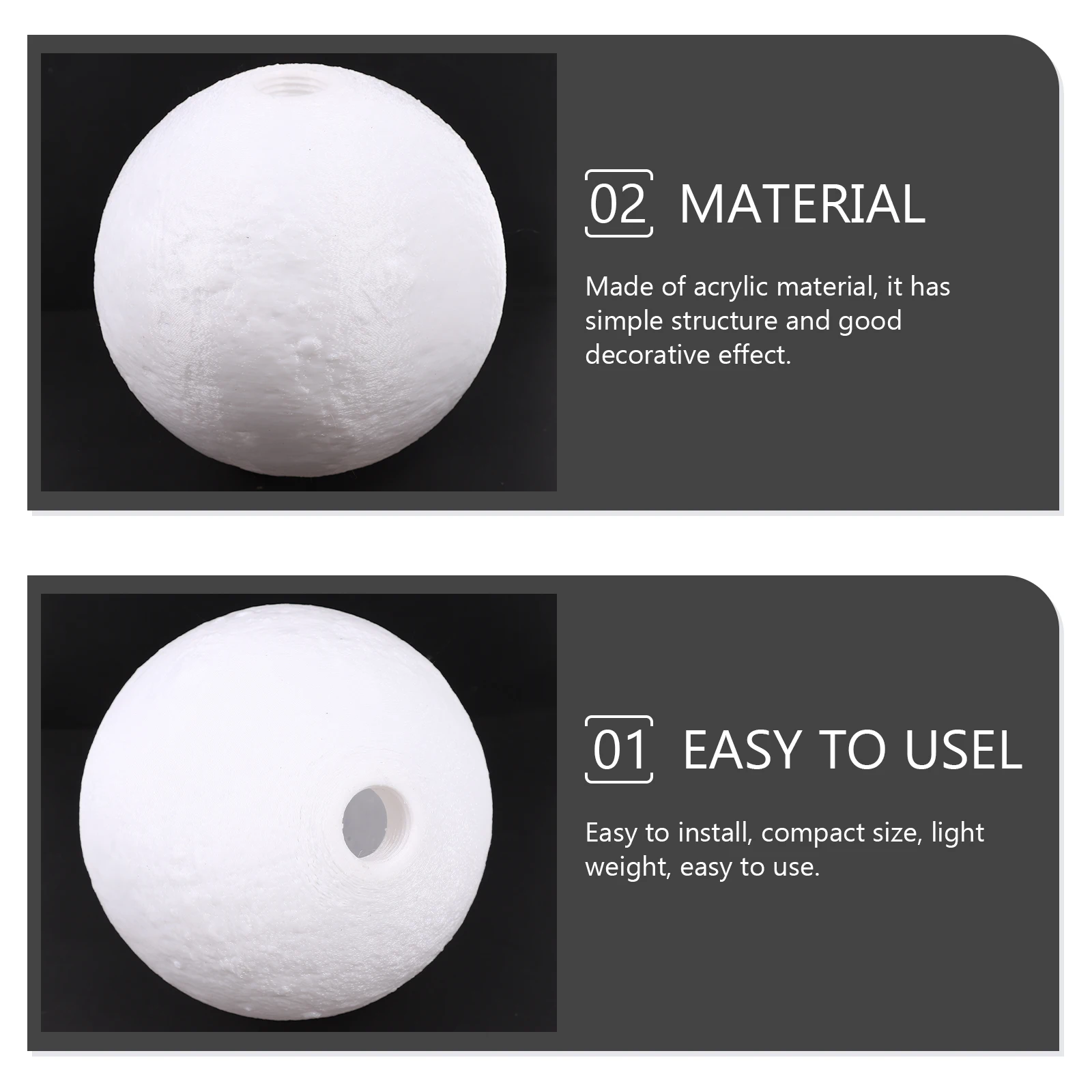 

Delicate Acrylic Shade Replacement Ball Shape Light Modern Decorative Ceiling Desk Bedside Table Lamp Cover Sturdy Eye
