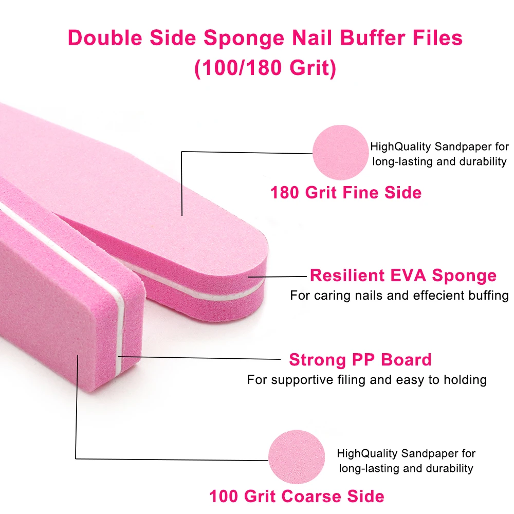 20/50 قطعة ملفات الأظافر 100/180 حصى الصنفرة مجلس الإسفنج الملفات إزالة هلام طلاء الأظافر الرملي الأظافر ملف عازلة كتلة أدوات مانيكير #2
