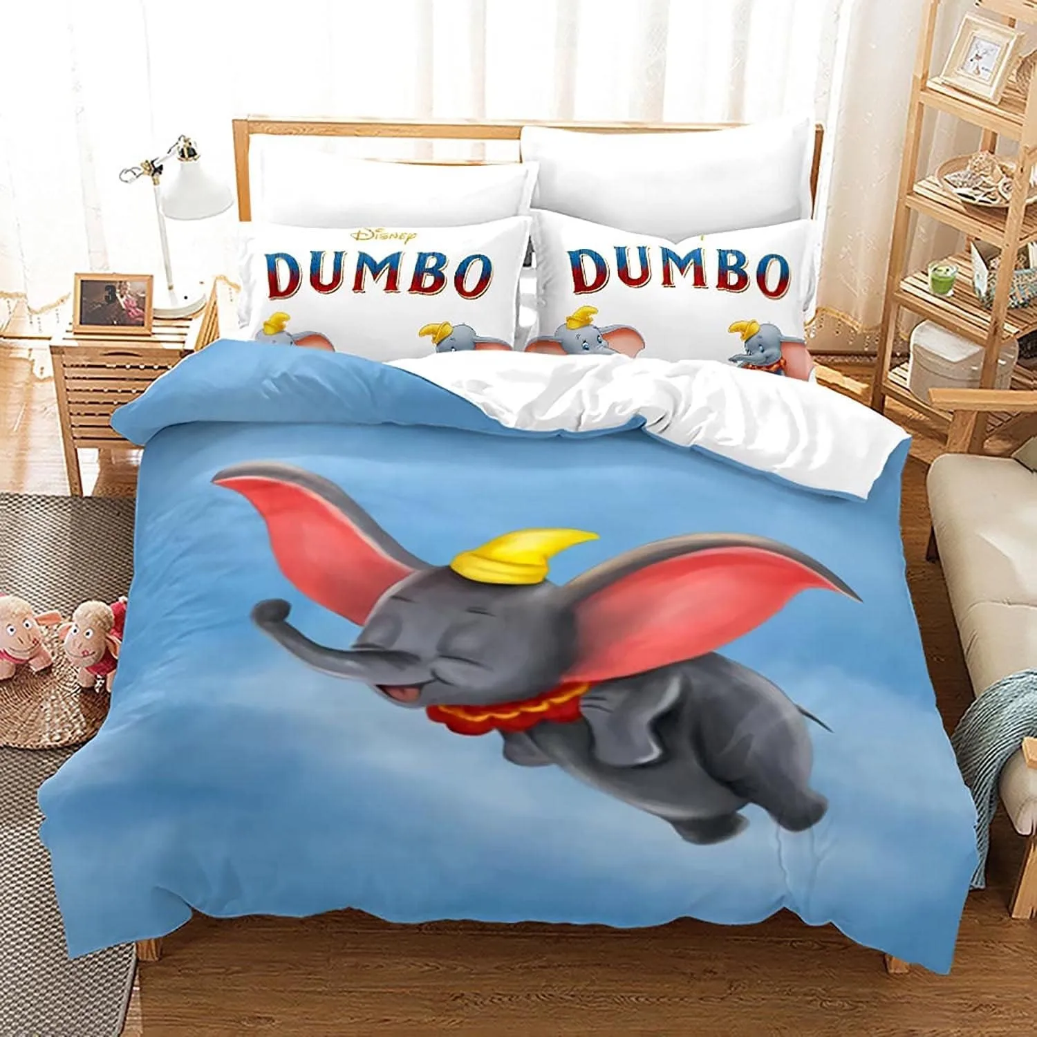 Anime Dumbo Bedding Set Cartoon Duvet Cover Boy Girl Baby Single Twin King Queen Kids Duvet Cover Set Festival gifts