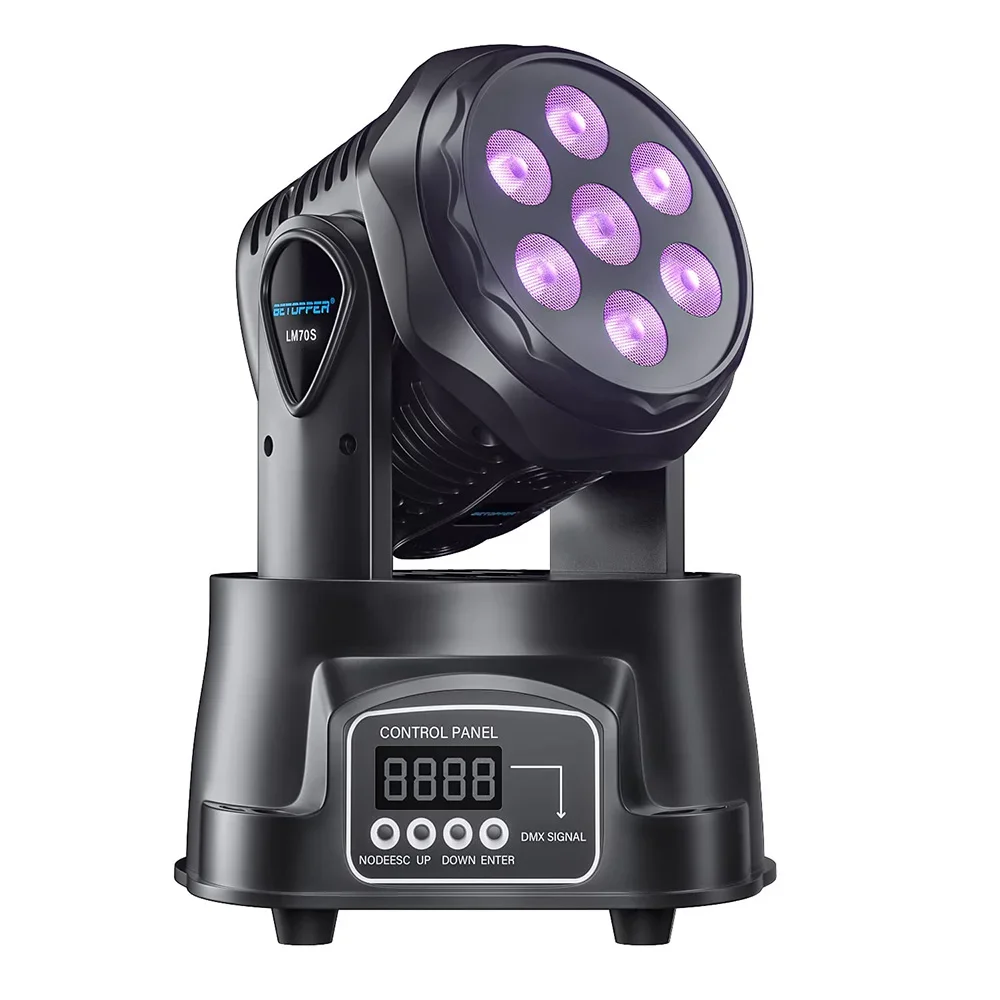 Imagem -02 - Grande Dipper Rgbw Mini Moving Light Iluminação de Palco para Desempenho de Barras Master-slave e Controle de Som 7*8w 14 Canais Lm70s