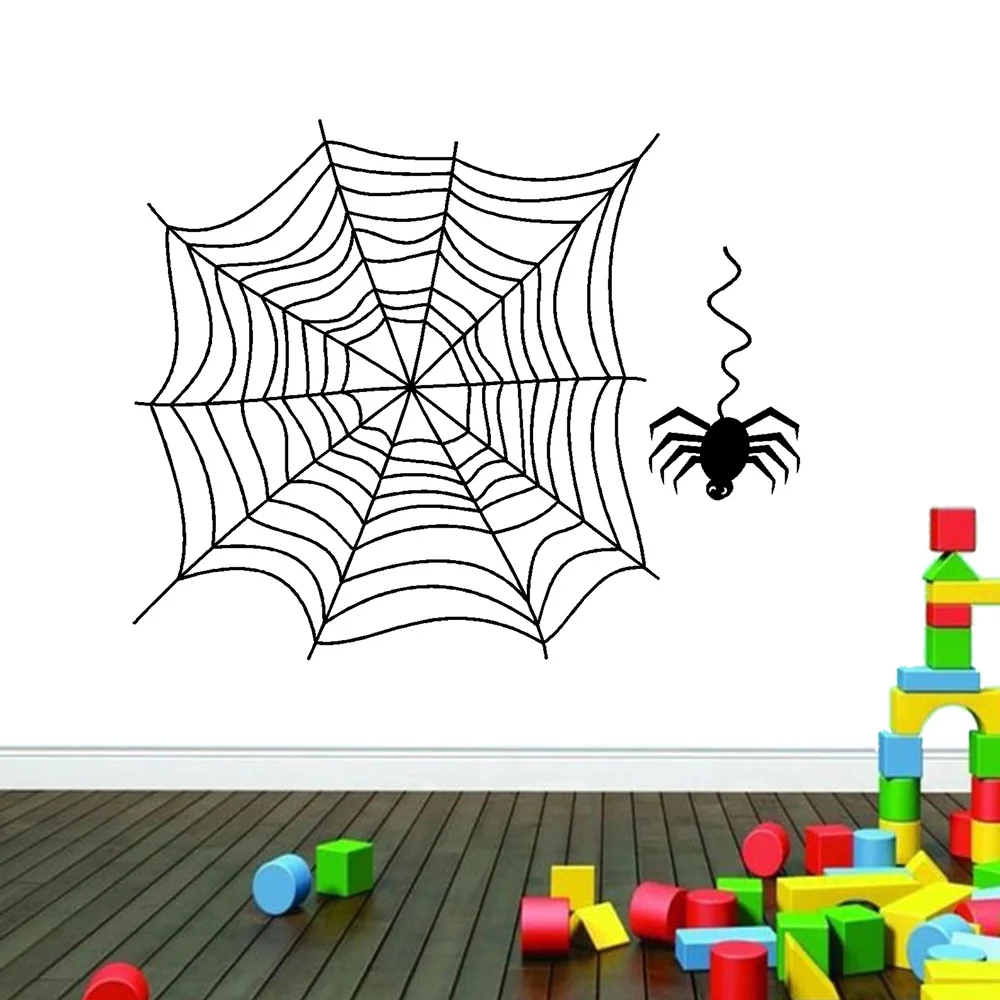 Animal Wall Decals A Cobweb With A Spider Removable Wall Art Halloween Decorative Stickers