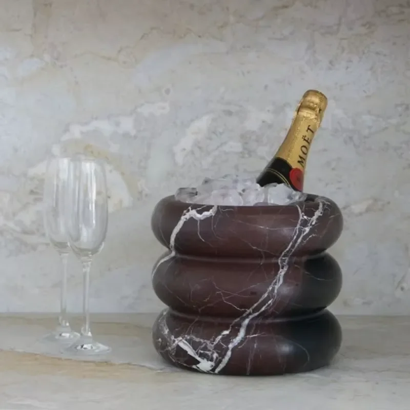 High-grade marble wine ice bucket villa model room decoration light luxury marble ice bucket marble vase