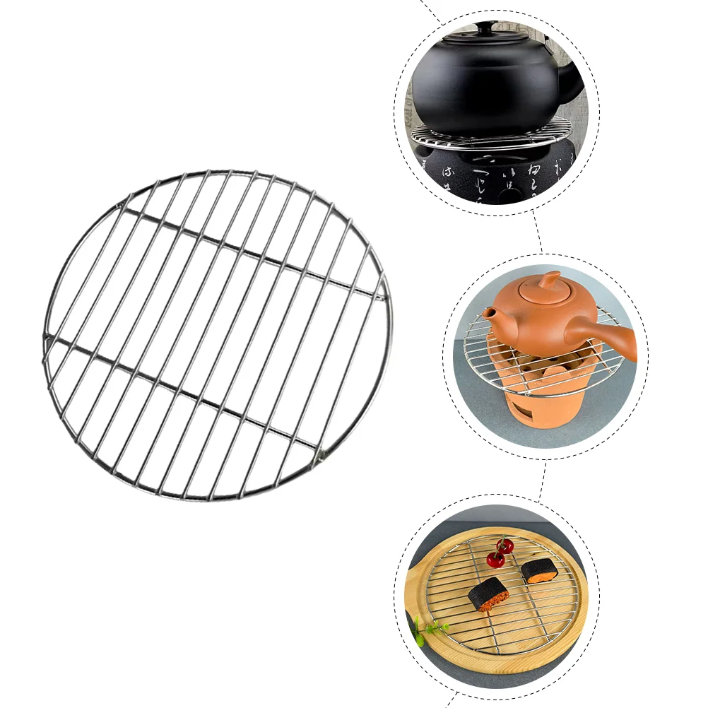 22Cm Round Stainless Steel Barbecue Mesh Double Rod Flat Grill Net Wear Resistant Bbq Grilling Mat Outdoor Indoor Metal Utensils