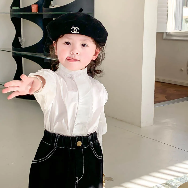 

Girls Baby's Kids Blouse Jacket Outwear 2023 Beautiful Spring Autumn Top Long Sleeve Shirts Cotton Princess Children's Clothing