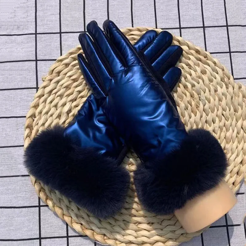 Gants de maintien au chaud en peluche pour femmes, gants imperméables, écran tactile de poignet, léger, épais, sourire, monochrome, élégant, mode,