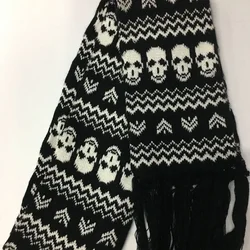 Luxury Skeleton Wrap with Fringes Women Men Skull Scarf Unisex Winter Warm Knitted Pashmina Shawl Black Tassels Scarf Echarpe