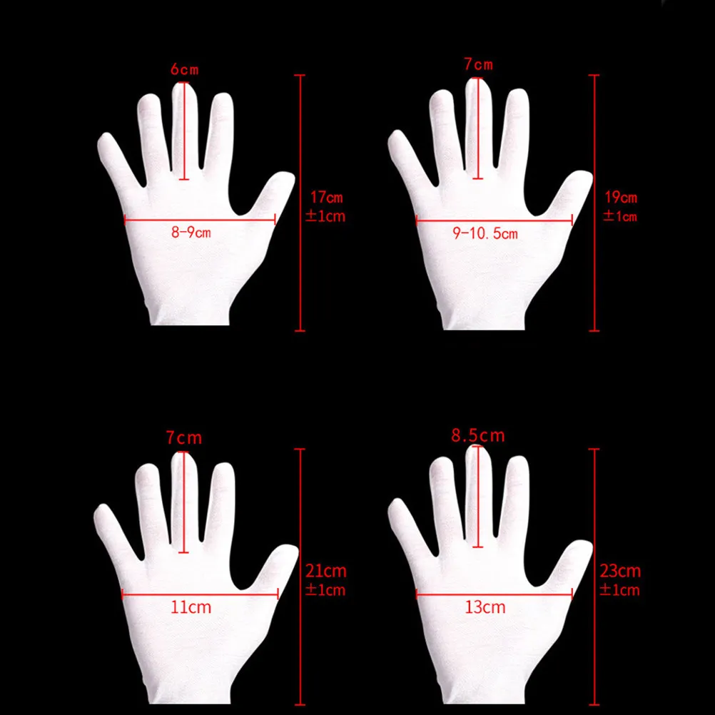 12Pairs Protective Gloves Safety Cotton Gloves Lightweight Industrial Work Gardening Labor Examination Jewelry Inspection