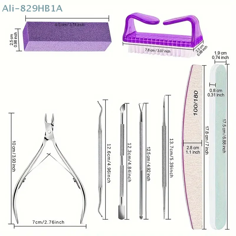مجموعة مقصات الأظافر للبشرة ، ملف عازل للتلميع ، فرشاة تنظيف ، مقصات الجلد الميت ، مجموعات العناية بالأظافر ، 12 *